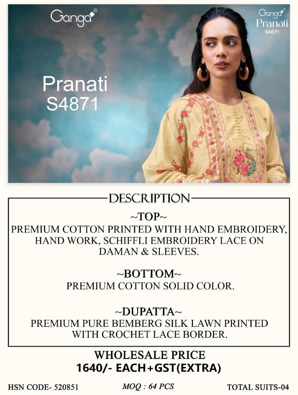 Ganga pranati 4871 wholesale dress material in nagpur